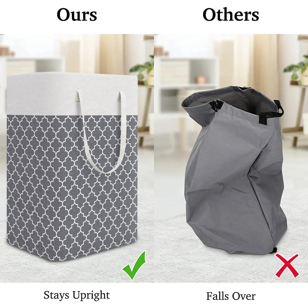 Cesto de Lavandería Grande Portátil Plegable Bolsa de Almacenamiento de Lavandería para el Hogar Cesto de Algodón Lino para Juguetes de Niños Cesto para Ropa Sucia Dormitorio