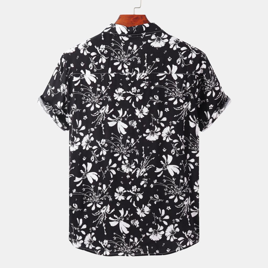 2022 Men's European Size Floral Short-Sleeve Hawaiian Beach Vacation Shirt