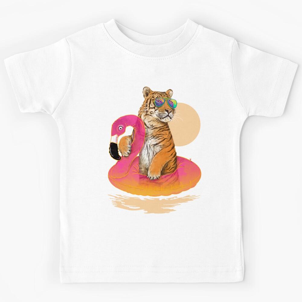 Chillin, Flamingo Tiger Kids T-Shirt 100