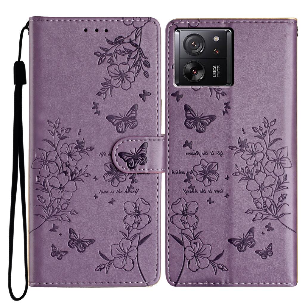 For Xiaomi 13T/13T Pro/Redmi K60 Ultra Stand Case Butterfly Floral Imprint Leather Phone Cover