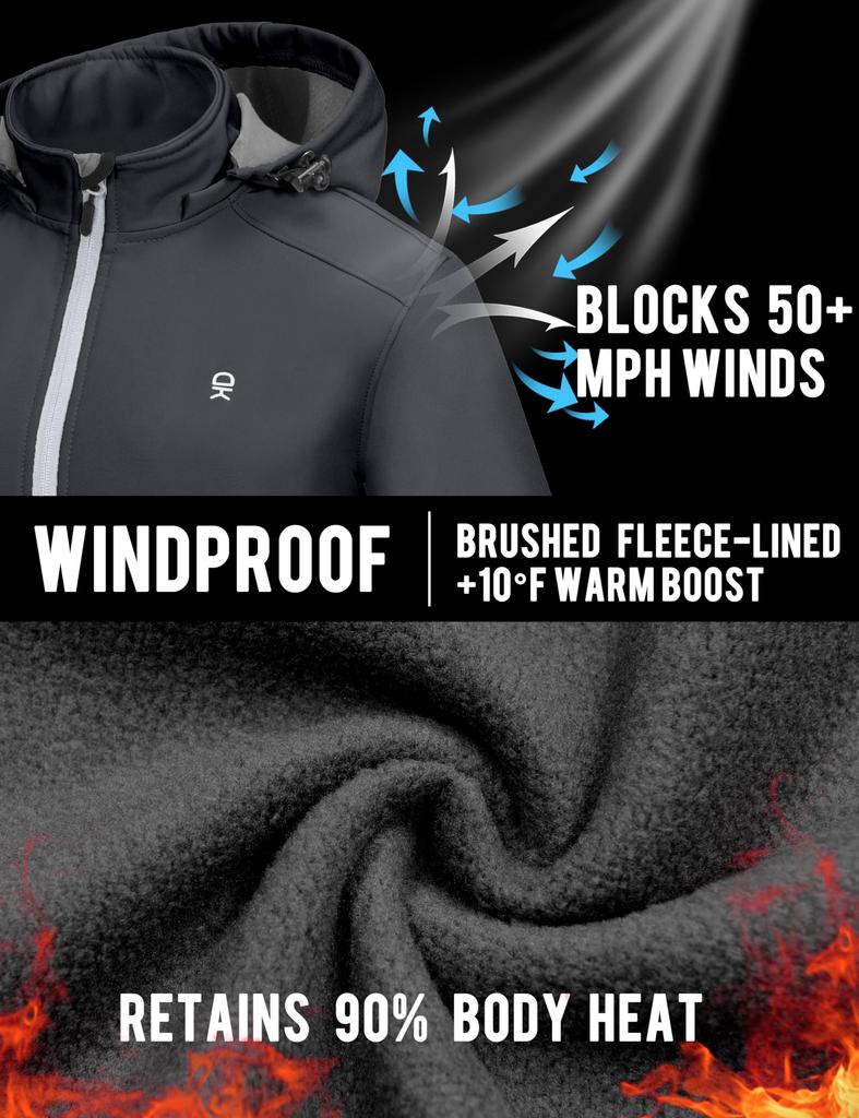 Little Donkey Andy Softshell Jacket with Detachable Fleece Size S Women's Ski/Snowboard Hood, Lining, Water-Repellent, Gray,