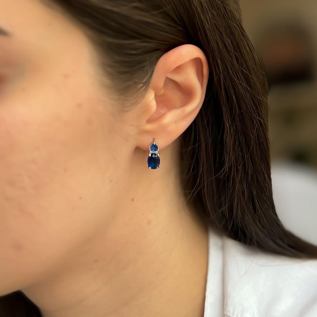 Silver Earrings with Nano Sapphire 2.298ct (2140771)