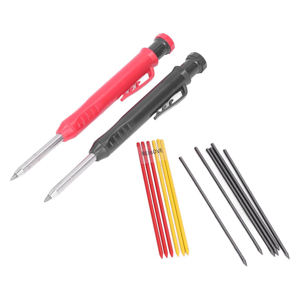 14Pcs Carpenter Pencil Marker Tool Set Kit with Red Black Yellow Refills for Woodworking