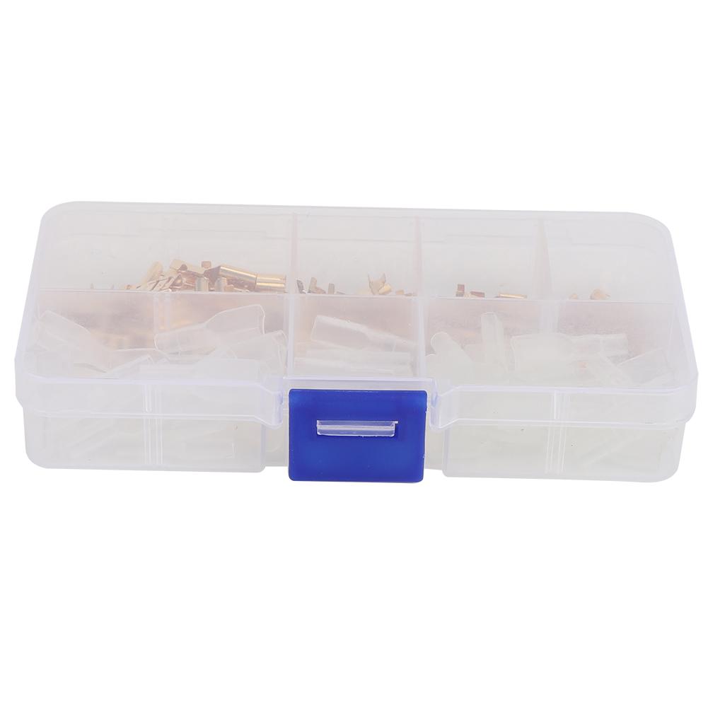 120Pcs 6.3mm 4.8mm 2.8mm Gold Copper Wire Terminal Connector with Sleeve Storage Box Accessory