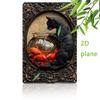 WhimsyCat Aluminum Metal Wall Art, Cat & Goldfish Sign, Durable 2D Tin Decor for Home Studio Classroom