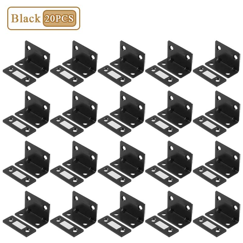 1-20PCS L Shape No Drill Magnetic Sliding Door Catch Strong Invisible Cabinet Magnet for Wardrobe Closet Pull Push Lock