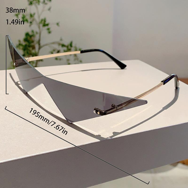 Rimless Triangle Sunglasses Men New Fashion Hip-hop Solid Color Outdoor Shades Women Trendy Brand Design Rave Sun Glasses