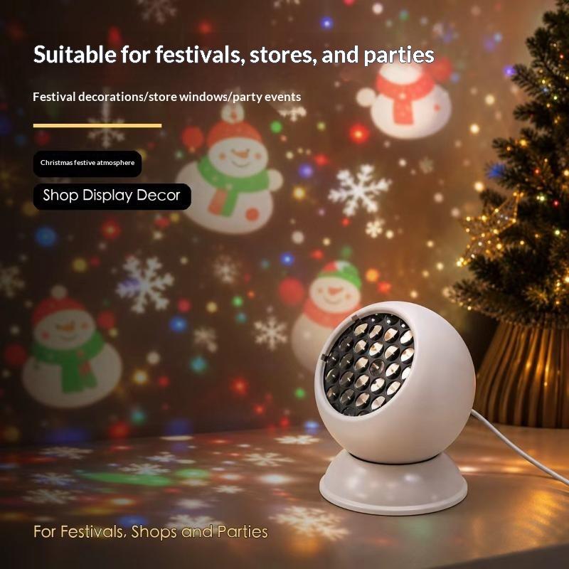 Led Snowflake Christmas Ambient Projector Light Lenses 360 Rotating Base For Bedroom Party Living Room Decor