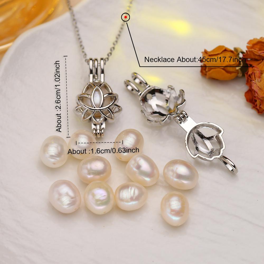 seniko Freshwater Pearl Necklace Fashion Geometry Cage Necklaces For Women Leaf Necklace