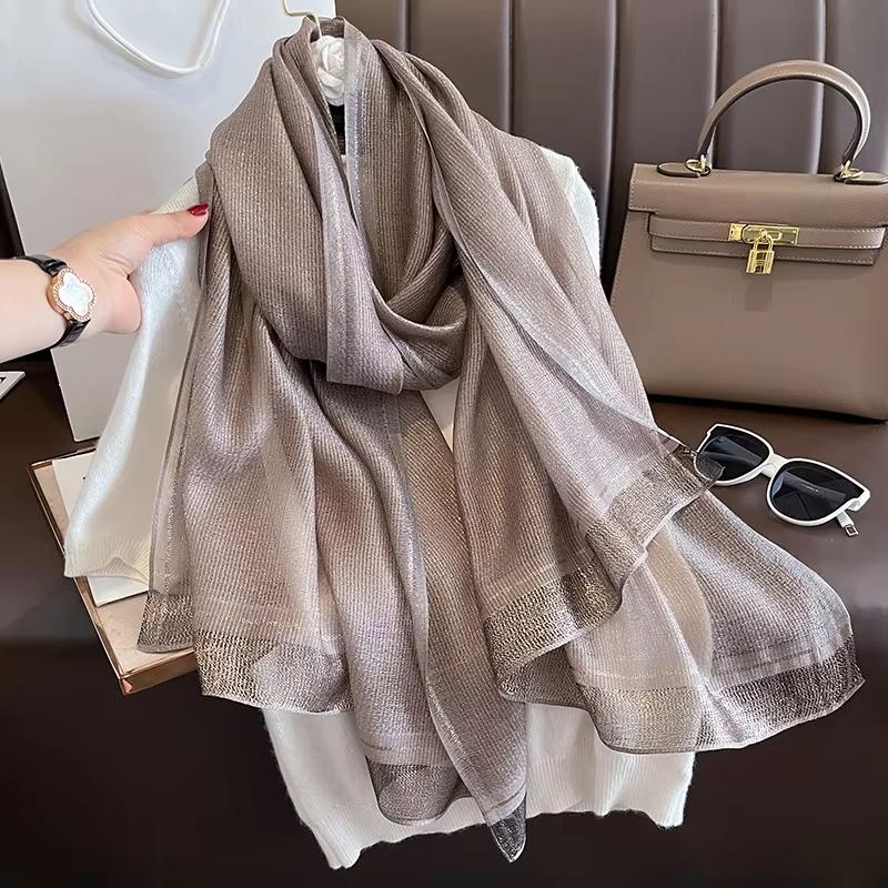 Luxury Brand Women Fashion Scarf Plain Solid Silk Linen Shawls Scarves Summer Lady Bandanas Foulard Hijab