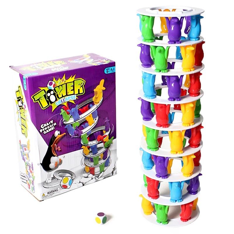 Copii Penguin Tower Collapse Balance Game Jucărie Petrecere Familie Amuzant Jocuri de masă Jucării Crazy Penguin Crash Tower Jucărie Cadou pentru copii