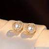 French-style Elegant Faux Pearl Four-piece Set - Minimalist Necklace, Ring, and Earrings, with a Light Luxury Luster