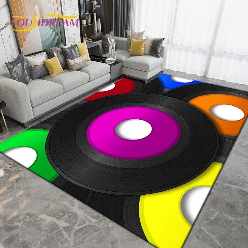 Classical Music Vintage Vinyl Record Area Rug Large,Carpet Rug for Living Room Bedroom Sofa,Kitchen Bathroom Non-slip Floor Mats