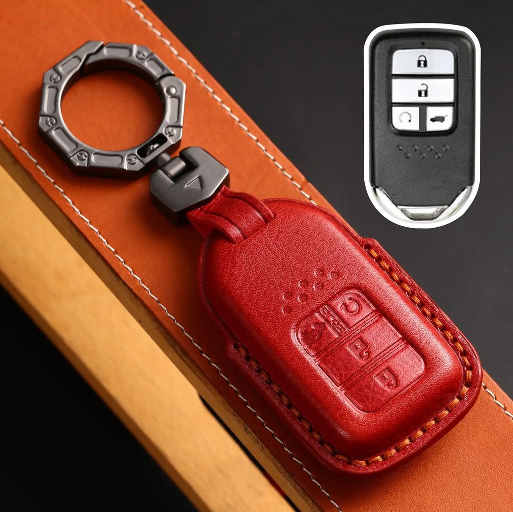 Leather Car Key Case Cover Shell For Honda Civic Accord Vezel Fit Crv Hrv Crz Hrv Polit Jazz Jade Stepwgn Elysion Pilot Odyssey