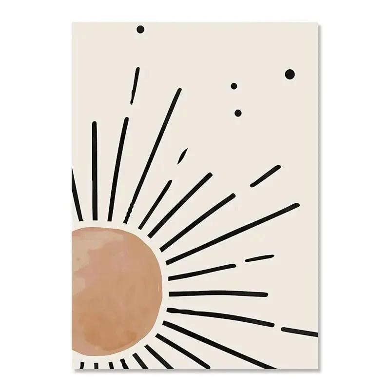 Boho Posters Abstract Geometry Line Leaves Sun Rainbow Boho Home Decor Nordic Canvas Painting Picture For Living Room Decor