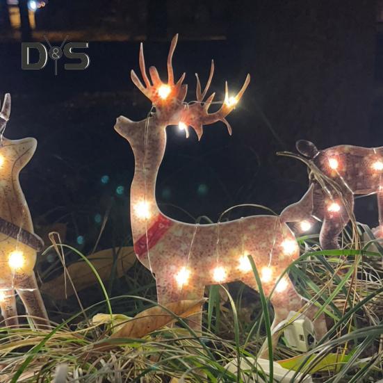 Christmas Lighted Reindeer Decorations Glowing Plastic Deer Ornaments with LED Lights for Indoor Outdoor Holiday Display