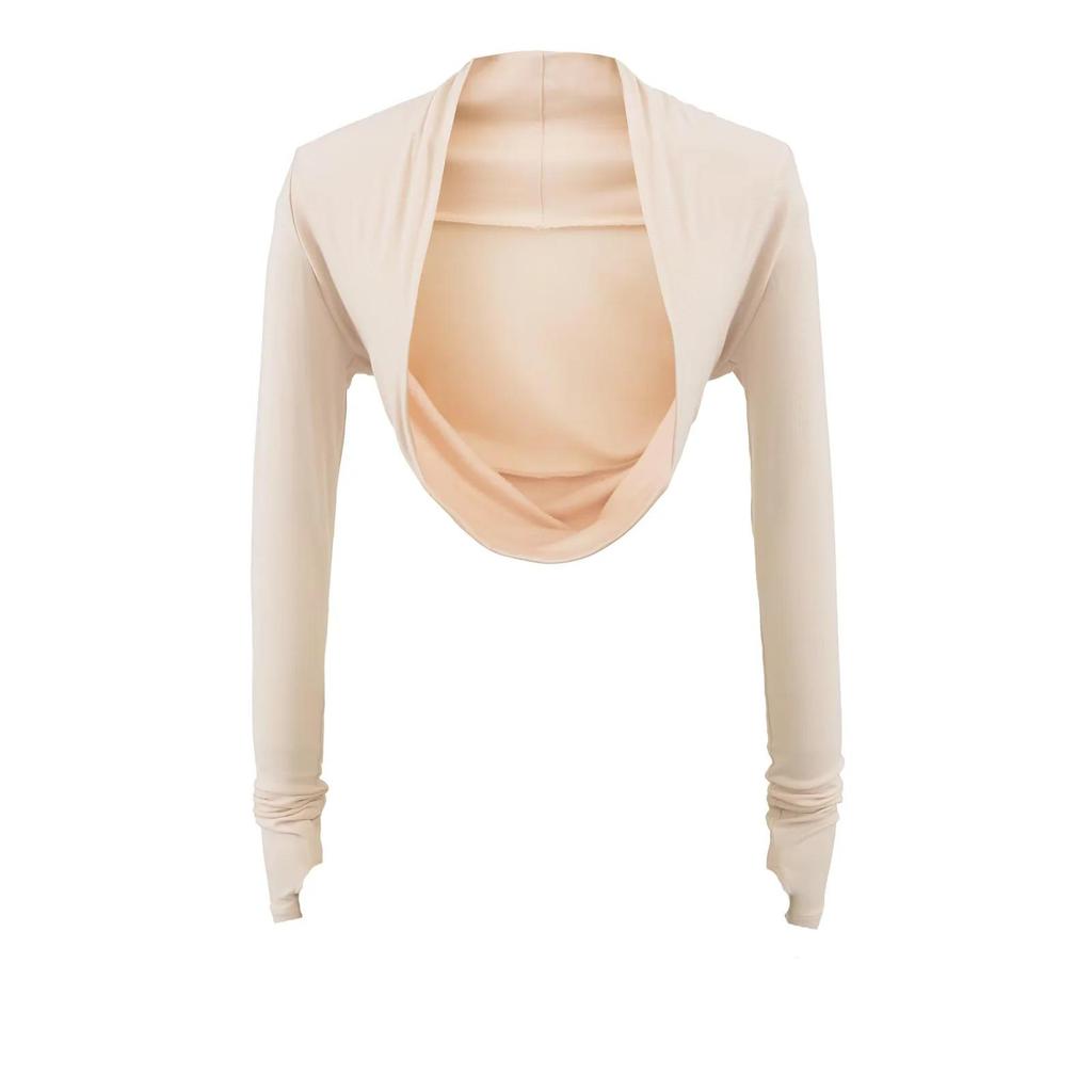 Damen Spicy American Langarm Cropped Sport-Strickjacke mit Daumenloch für Yoga und Tanz