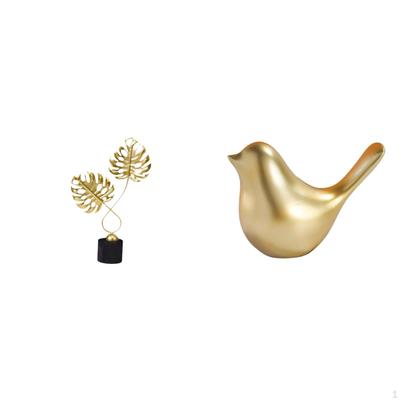Golden Bird Figurine Statue Sculpture Collectible Ornament for Desk Cabinet Office Living Room