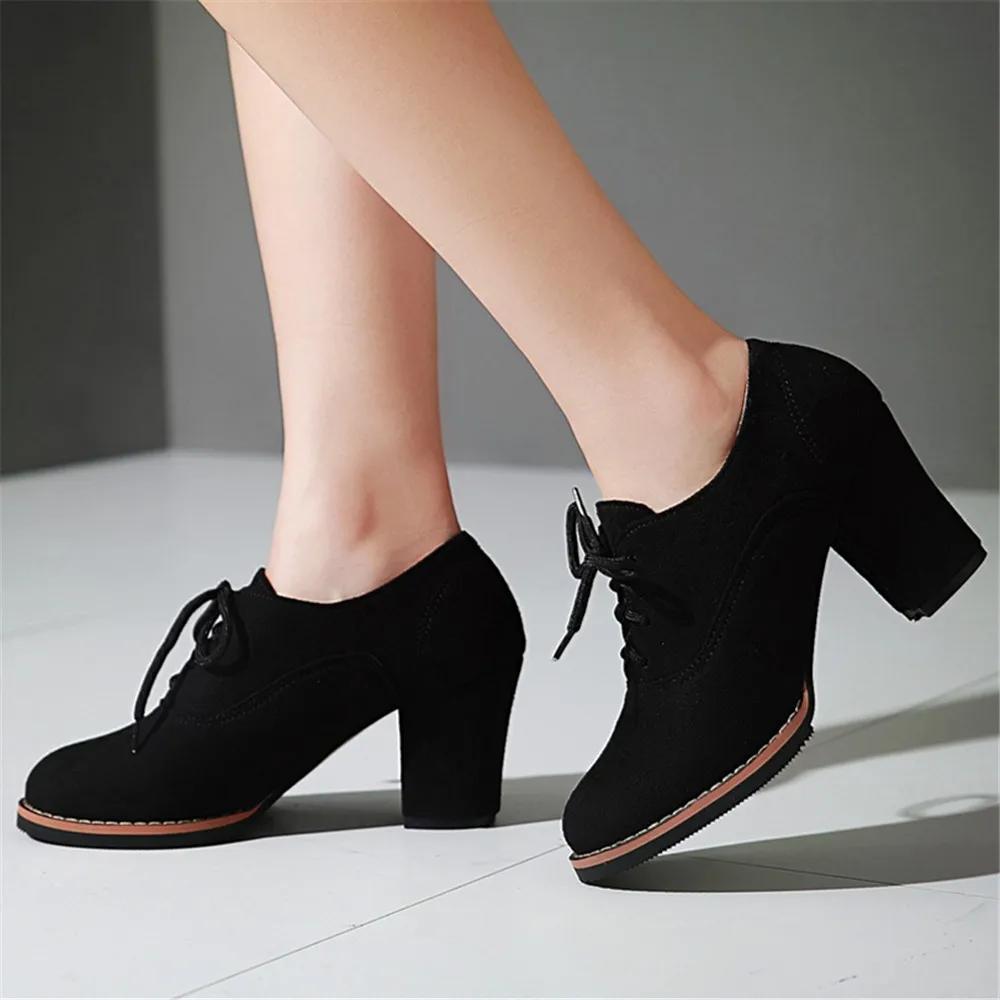 Fashion High Quality New Suede Square Heel Women Pumps Fashion Elegant Ladies Autumn High Heels Office Shoes Work Shoes Plus Size 32-43