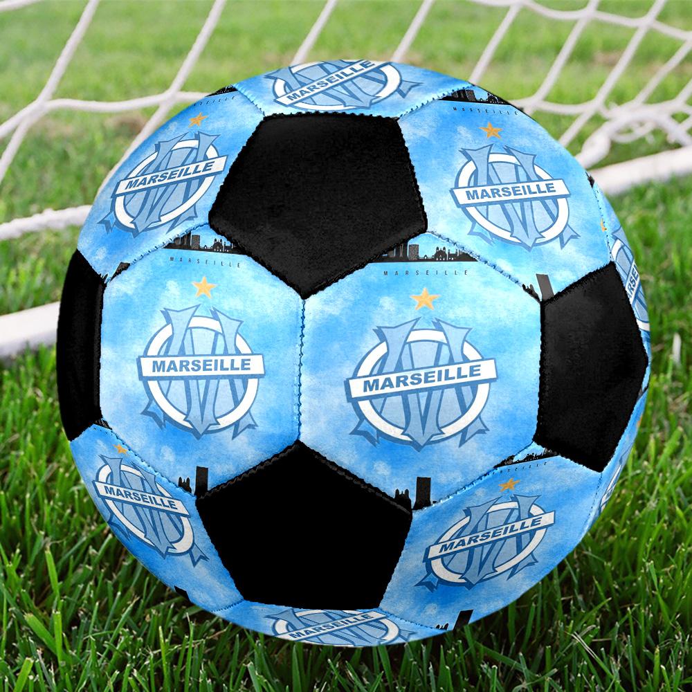 Olympique de Marseille Indoor Soccer Ball Colorful All Ages Size 5 Machine Stitched PVC Competition Ready Durable High-Bounce