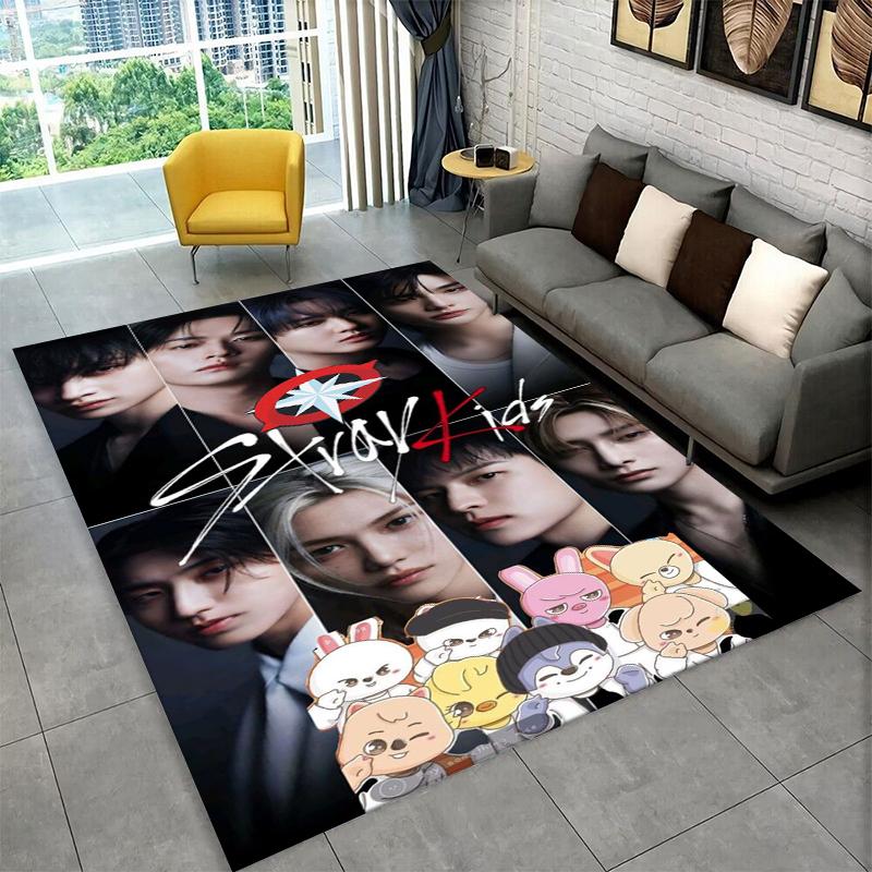Kpop Stray Kids Music Star Carpet Rug for Playroom Bedroom Living Room Sofa Home Decor,kid Area Rug Non-slip Floor Mat Gift