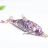 Water Crystal Dolphin Resin Decor With Semiprecious Stones For Home And Gift Use