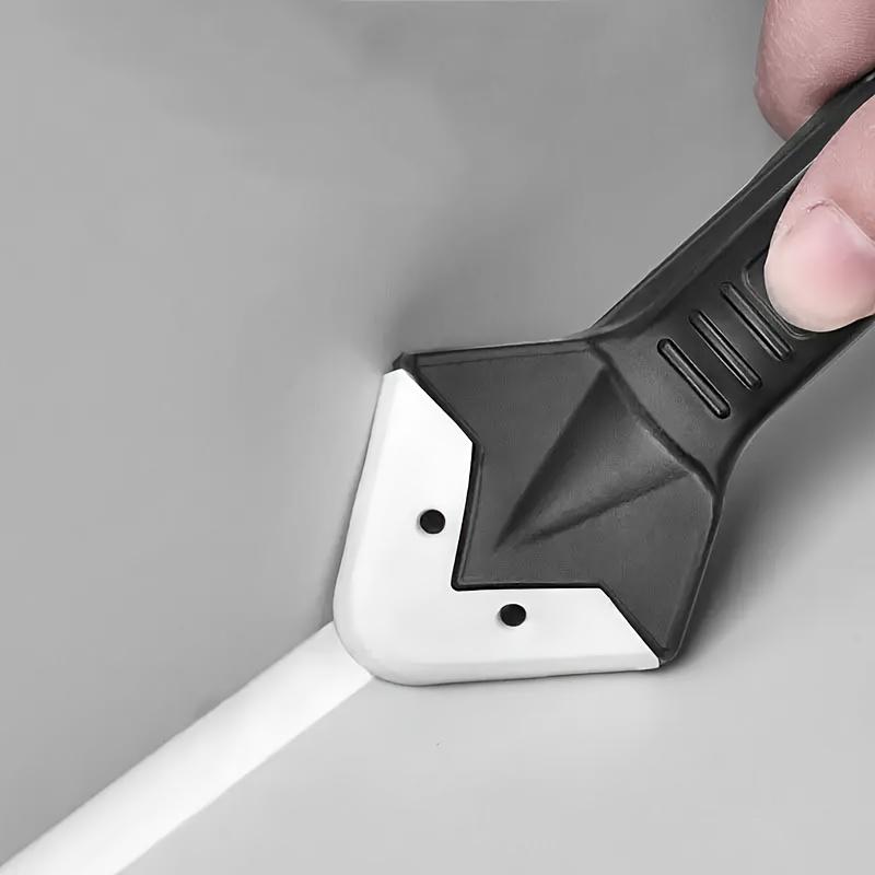 3-in-1 Silicone Caulking Tool with Stainless Steel Head Sealant Cleaner Grout Scraper for Kitchen, Bathroom, and Windows