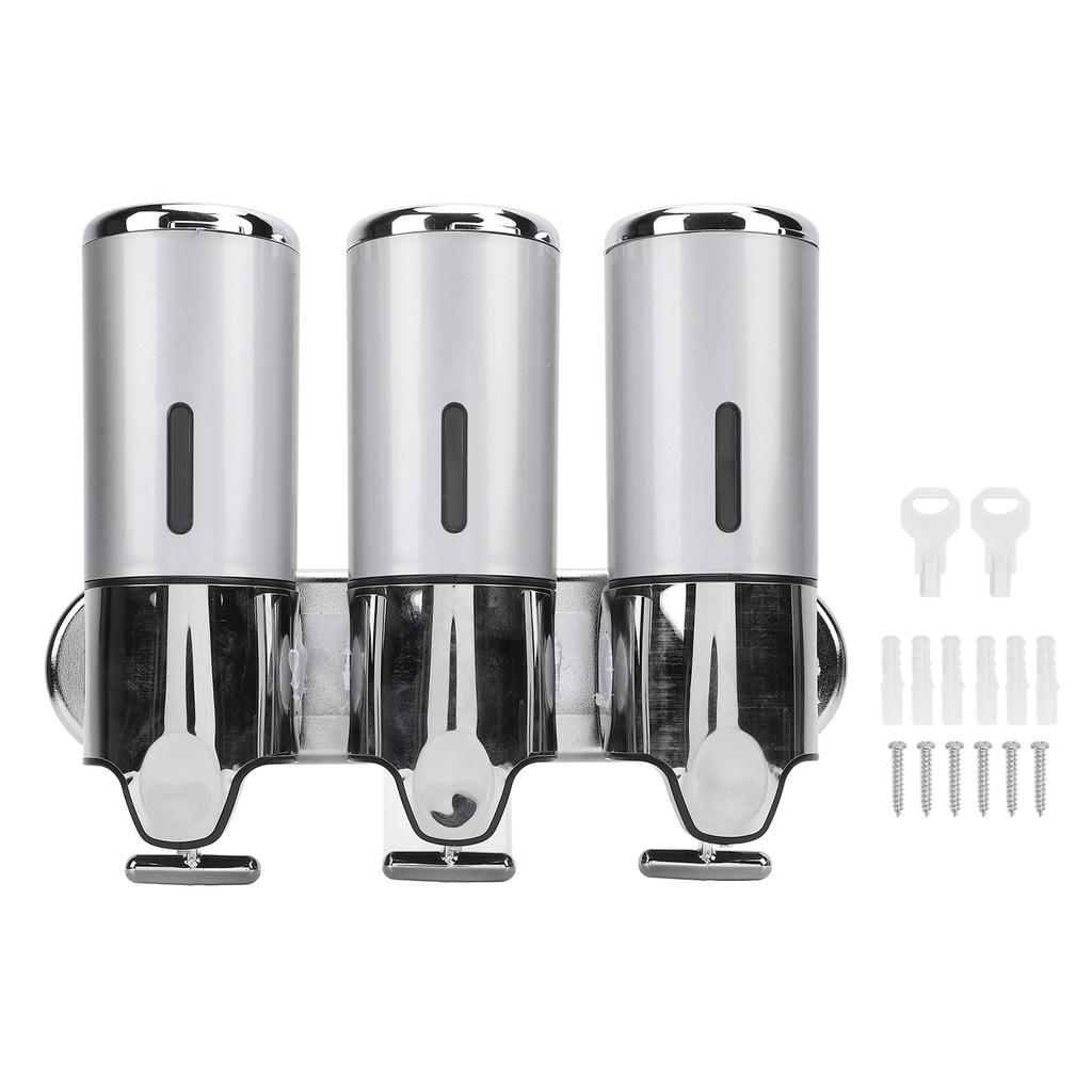 Triple Shampoo And Conditioner Dispenser T Bar Lever Refillable Wall Mount Body Wash Dispenser for