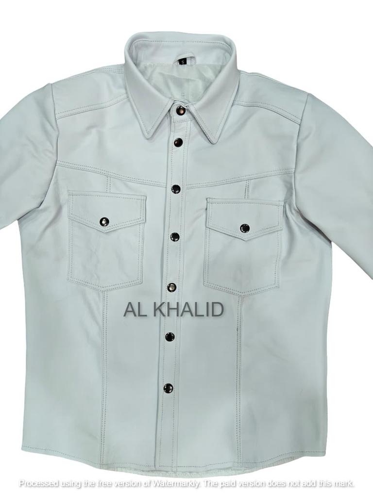 Echtes weiches Lammfell Motorrad Handgemachtes Hemd Neues weißes Lederhemd für Herren