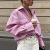 1116 European and American pink striped polyester cotton long-sleeved shirt women's design sense loose casual temperament versatile top