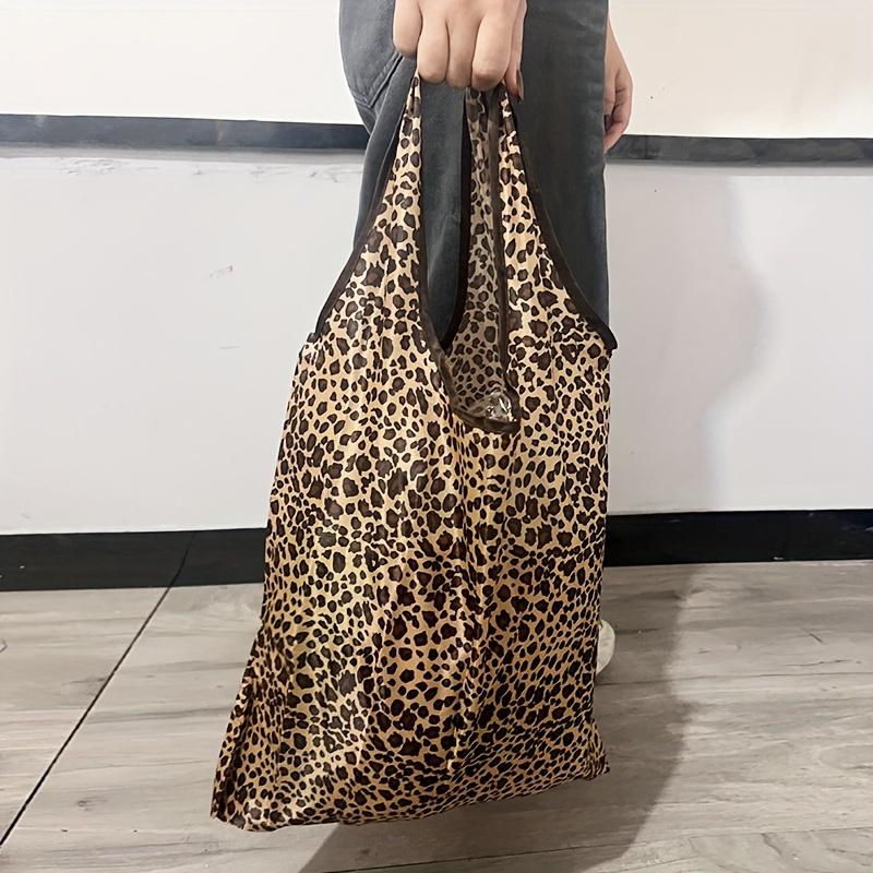 Sexy Leopardenmuster Große Kapazität Auslaufsicher Faltbare Damen-Schultertasche zum Einkaufen, Ausgehen, für den täglichen Gebrauch, Essens-Tragetasche, glatte Textur