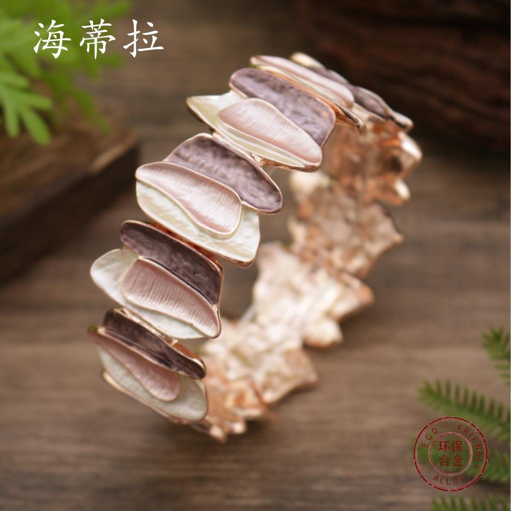 Neues Emaille geometrisches unregelmäßiges elastisches Armband, Damen übertriebenes geometrisches umweltfreundliches Legierungsarmband