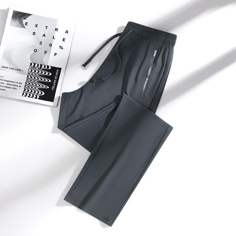 Unisex Quick-Drying Rainbow Sports Pants - Summer Ice Silk Sun Protection, Loose Fit, Straight Leg, Cuffed