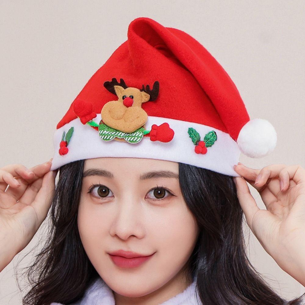 Snowman Plush Reindeers Antlers Hat Polyester Xmas Arts Hats Christmas Hat  Xmas Gift