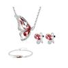 Butterfly Rhinestone anheng halskjede Stud øredobber armbånd brude smykker sett