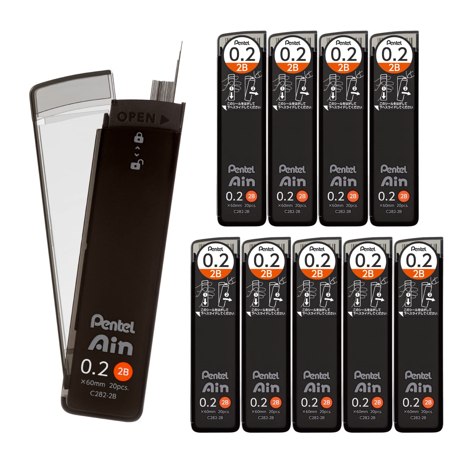 

Pentel Sharp Lead Pentel Ein 2B 10 pieces 0.2mm C282-2B