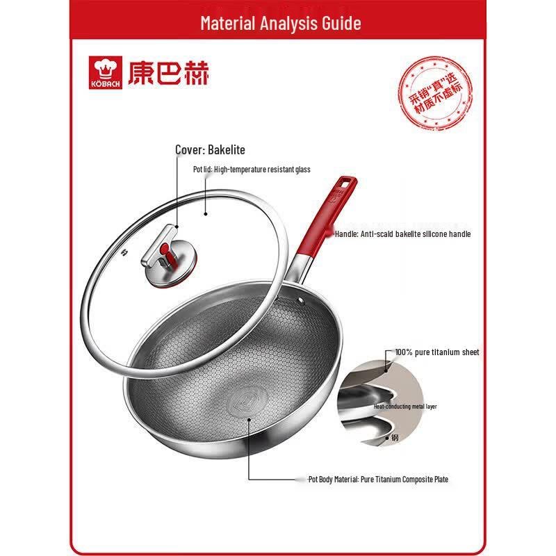 KOBACH Premium 100% Pure Titanium Non-Stick Wok