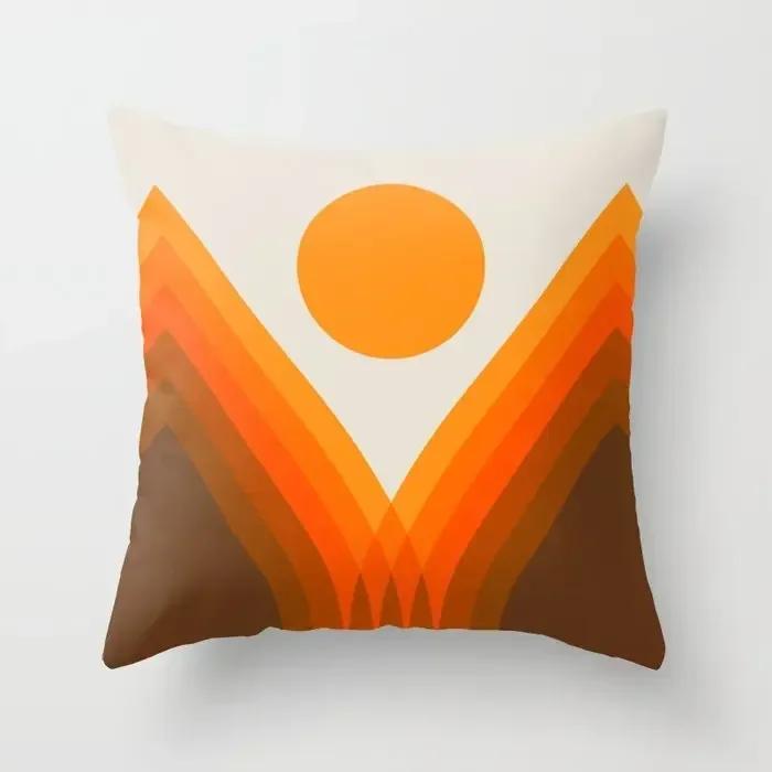 Retro Rainbow Tunnel Pattern Pillowcase Brown Plush Cushion Cover Living Room Bedroom Sofa Chair Home Decor Pillowcase 45X45Cm