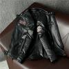 New Heavyweight Genuine Leather Biker Jacket Men Slim Fit Stand Collar Trendy Motorcycle Coat