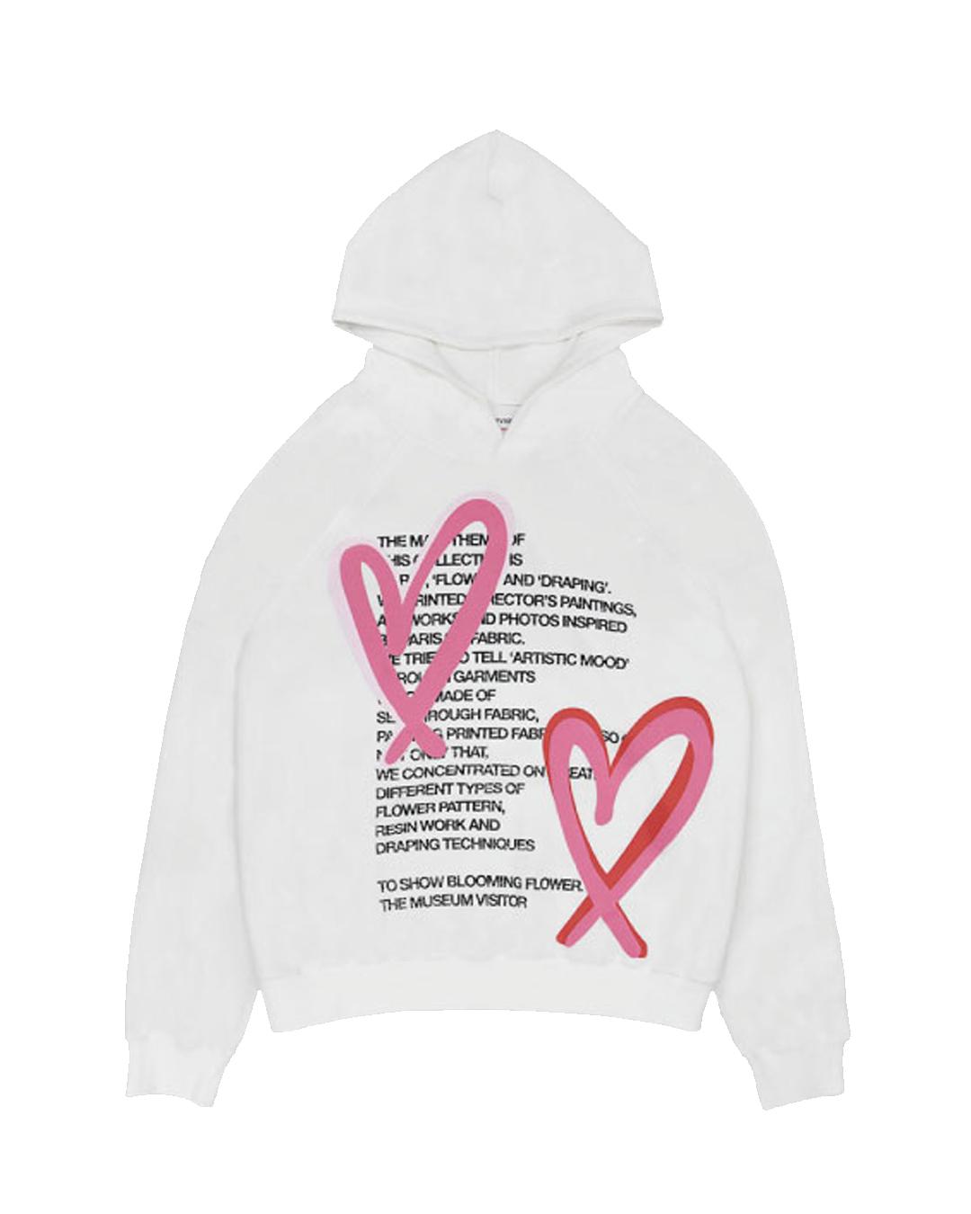 The Museum Visitor Heart Printed Inside-Out Hoody (White) L