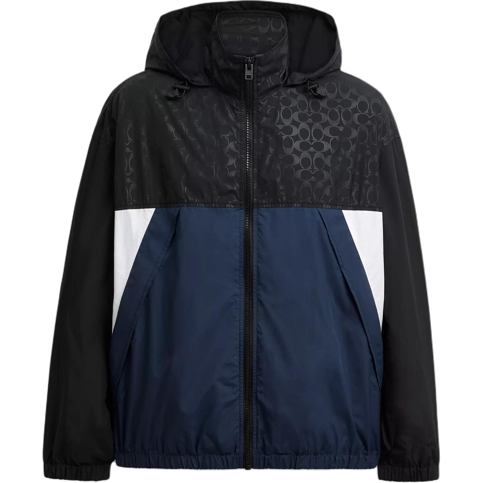 

Coach Color Block Zip Up Hooded Pocket Long Sleeve Jacket Men jackets Dark-Blue CAU82-NYJ S