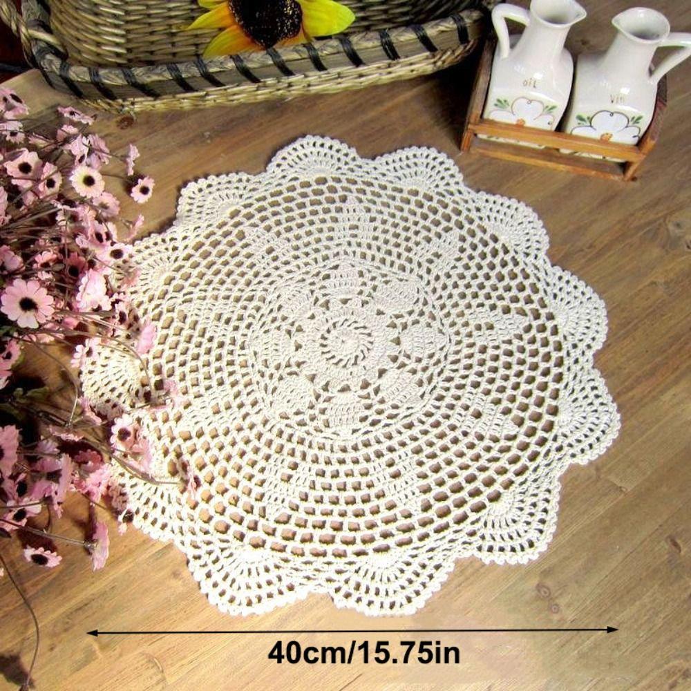 Neue runde Häkeldeckchen Häkelbaumwolle 35/40CM Baumwoll-Deckchen Tischsets