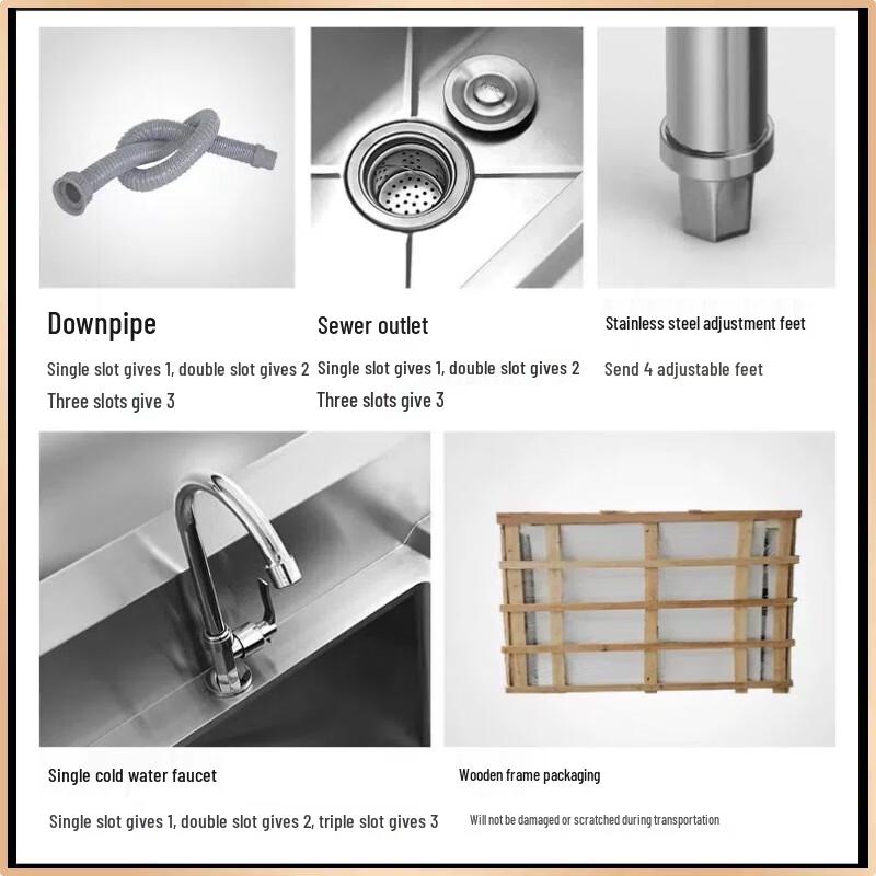 YIXI Stainless Steel Double Basin Sink with Stand