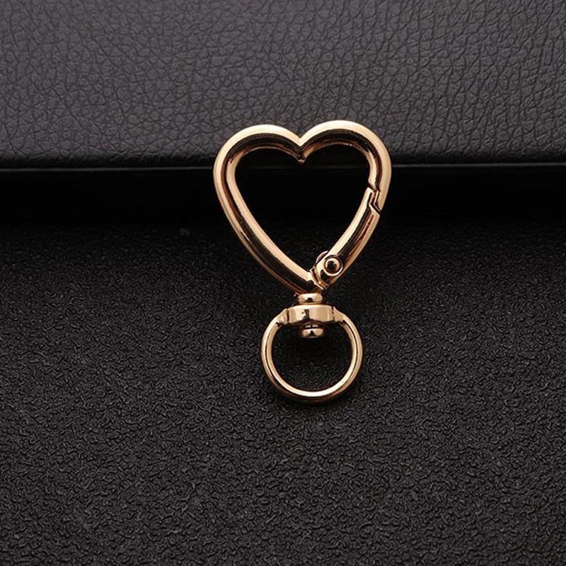 

10Pcs Heart-Shaped Spring Gate Rings - Openable Keychain Clips, Fits Bags/Belts/Dog Chains, Snap Closure, Great for DIY