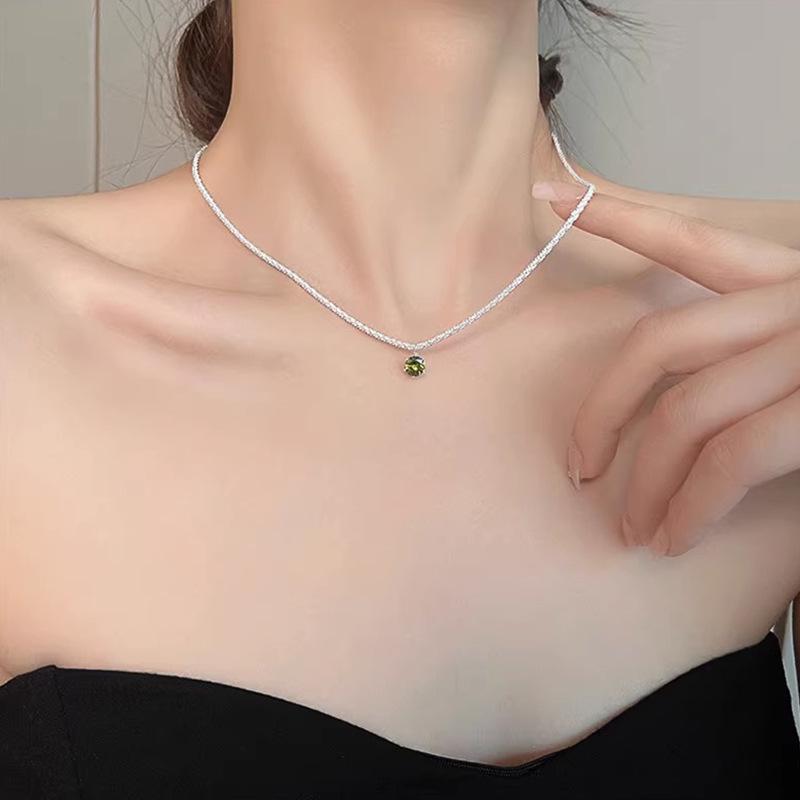S925 Sterling Silver Zirconia Diamond Necklace for Women - Light Luxury Korean Style Clavicle Chain, Cute & High-End Fashion Accessory