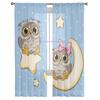 Cute Owl Star Moon Sheer Curtains For Living Room Bedroom Tulle Curtains Kitchen Window Treatments Panel Drapes