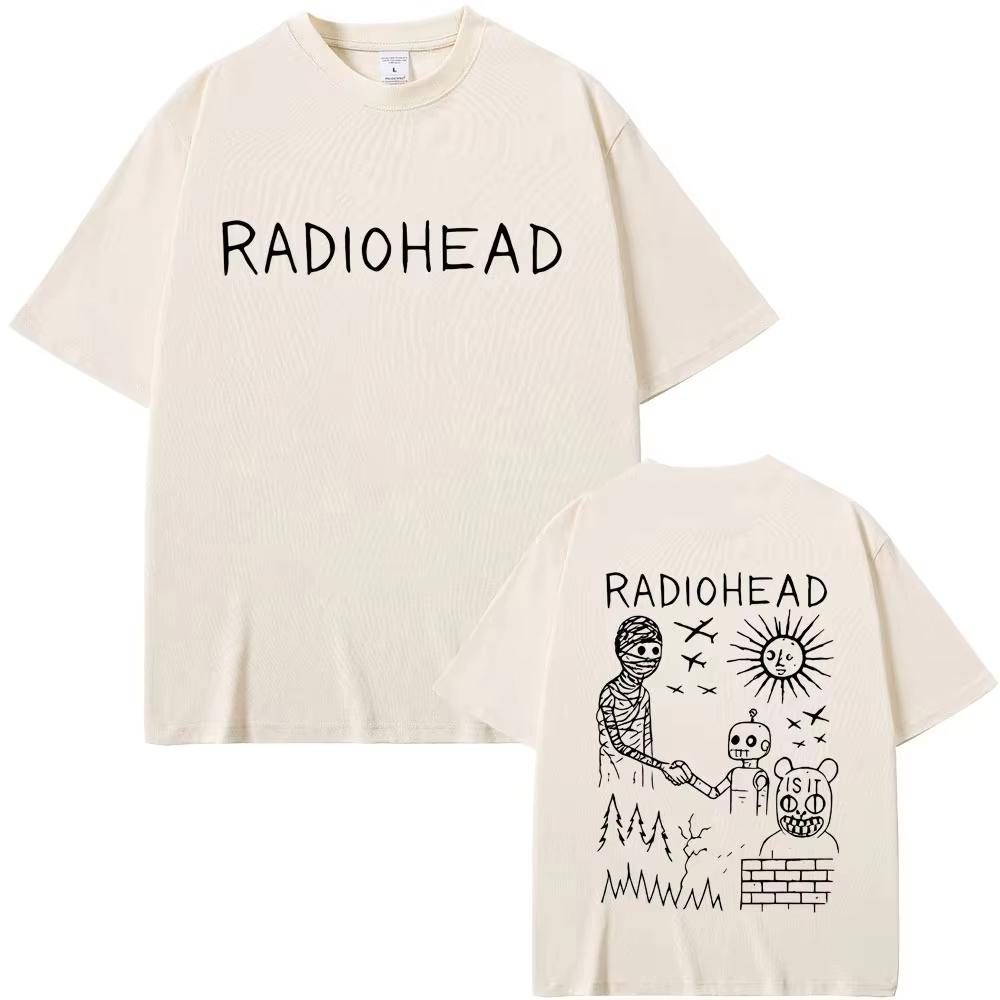 Rock Band Radiohead 2026 Tour Tshirt Men Women Fashion Cartoon Streetwear Male Casual Vintage Pure Cotton T Shirt Fans Gift