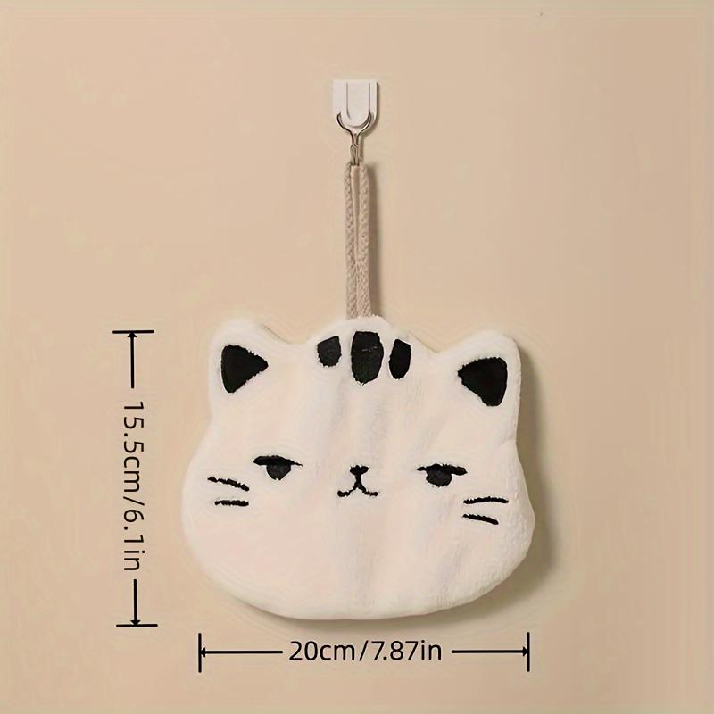 2pcs Cute Cat Hand Towels - Soft, Quick-Dry, Hanging Design with Loop, Adorable Cartoon Cat Face, Perfect for Bathroom, Kitchen, or Outdoor Use