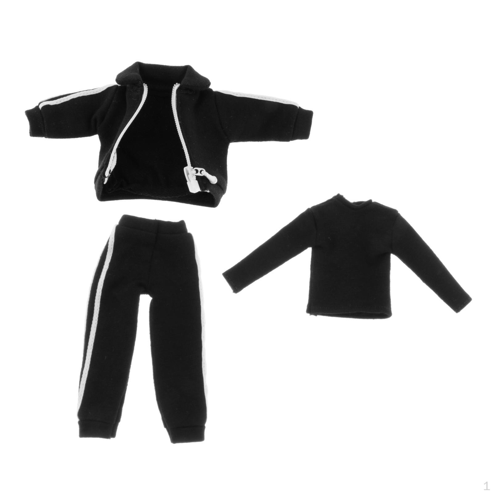 

1/12 Male Action Figure Clothes Tracksuit Fashion Coat Bottoming Shirt Miniature Sweatsuits Outfits чёрный
