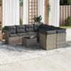 Vidaxl 9-Cz. Garden Furniture Set With Cushions, Grey, Poly Rattan